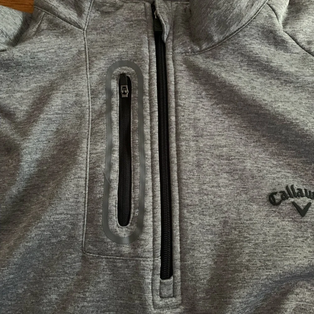 Callaway Mens Fleece Lined Long Sleeve 1/4 Zip Pullover Gray Pockets SzXXL